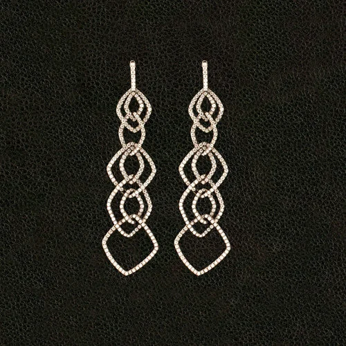 fashion statement earrings for women -Cascading Dangle Diamond Earrings