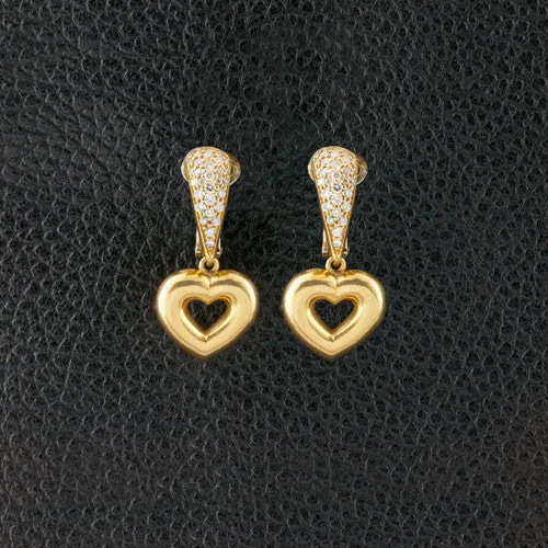 diamond cluster earrings for women -Chaumet Paris Estate Heart Earrings