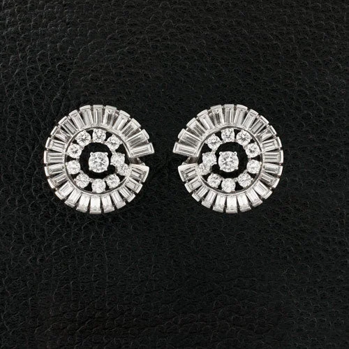 cubic zirconia stud earrings -Circular Diamond Estate Earrings