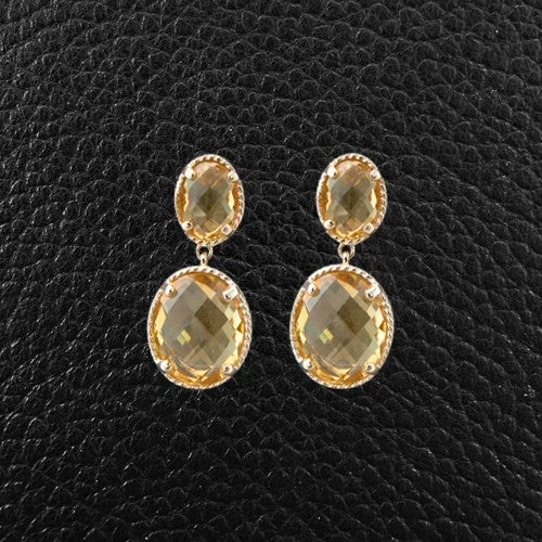 vintage clip-on earrings for women -Citrine Dangle Earrings