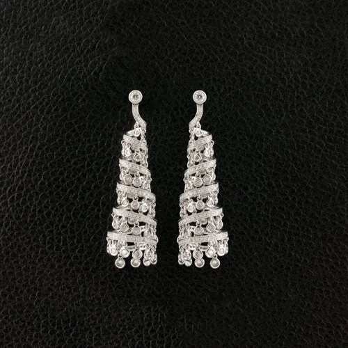 heart-shaped stud earrings -Cone shaped Diamond Dangle Earrings