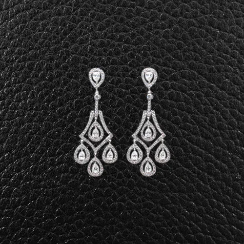 gold threader earrings for women -Diamond Chandelier Earrings