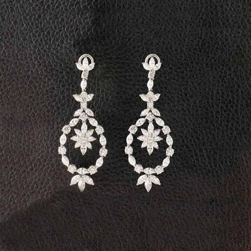 vintage chandelier earrings for women -Diamond Chandelier Earrings