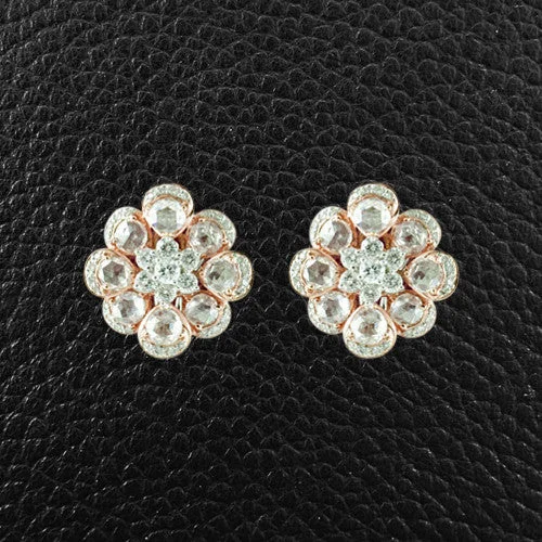 personalized monogram earrings -Diamond Cluster Earrings