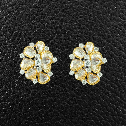 bold geometric earrings for women -Diamond Cluster Earrings