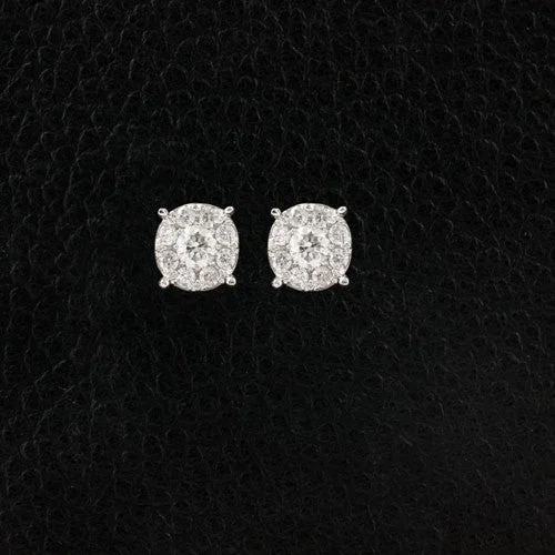 heart-shaped stud earrings -Diamond Cluster Earrings