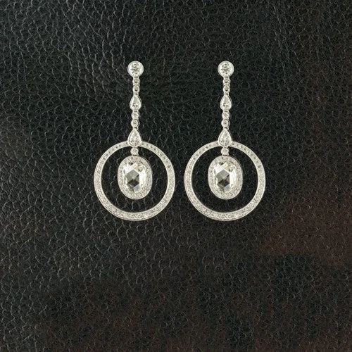 crystal drop earrings for women -Diamond Dangle Circle Earrings