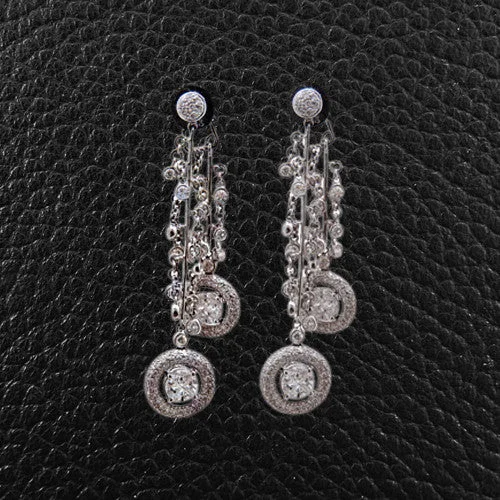 vintage clip-on earrings for women -Diamond Dangle Earrings