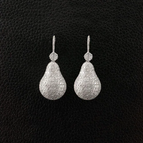 silver dangle earrings for parties -Diamond Earrings shaped like Pears