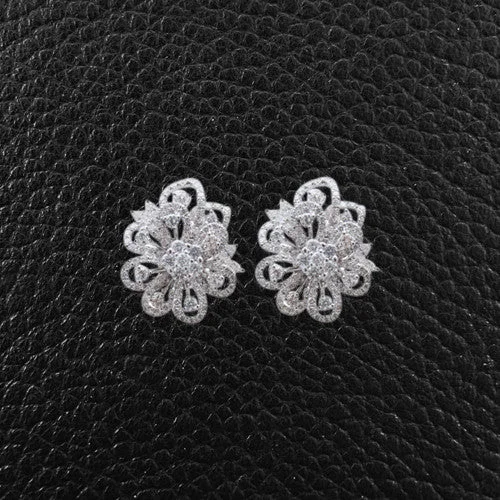 delicate flower earrings for women -Diamond Flower Earrings