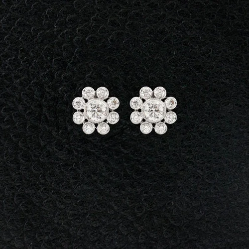 minimalist gold earrings for daily wear -Diamond Flower Earrings