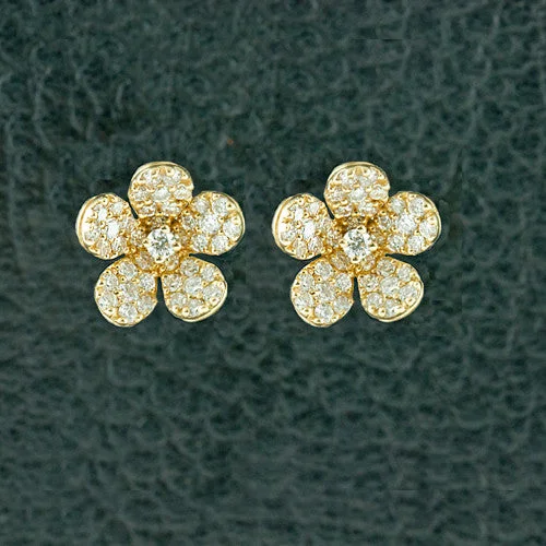 crystal cluster earrings for women -Diamond Flower Estate Earrings