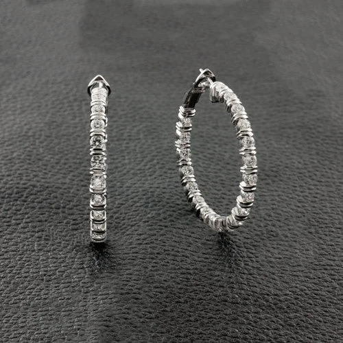 pearl hoop earrings for brides -Diamond Hoop Earrings