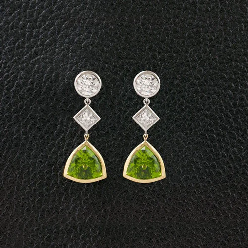 statement pearl earrings for weddings -Diamond & Peridot Dangle Earrings