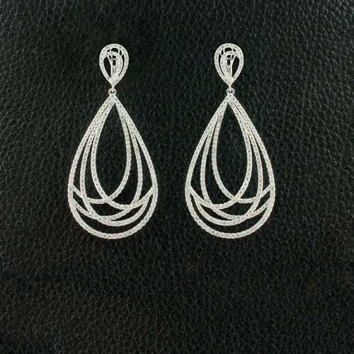 tassel earrings for women -Diamond Teardrop shaped Dangle Earrings