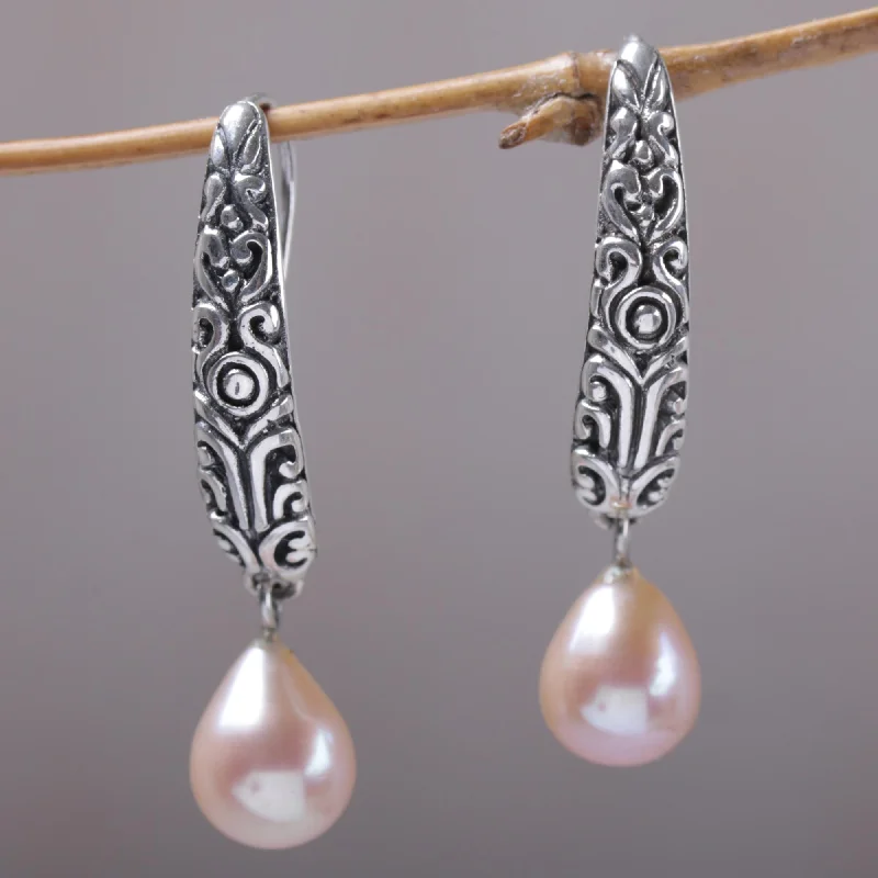 luxury gold earrings for women -Drops of Honey Dyed Pearl & Silver Dangle Earrings