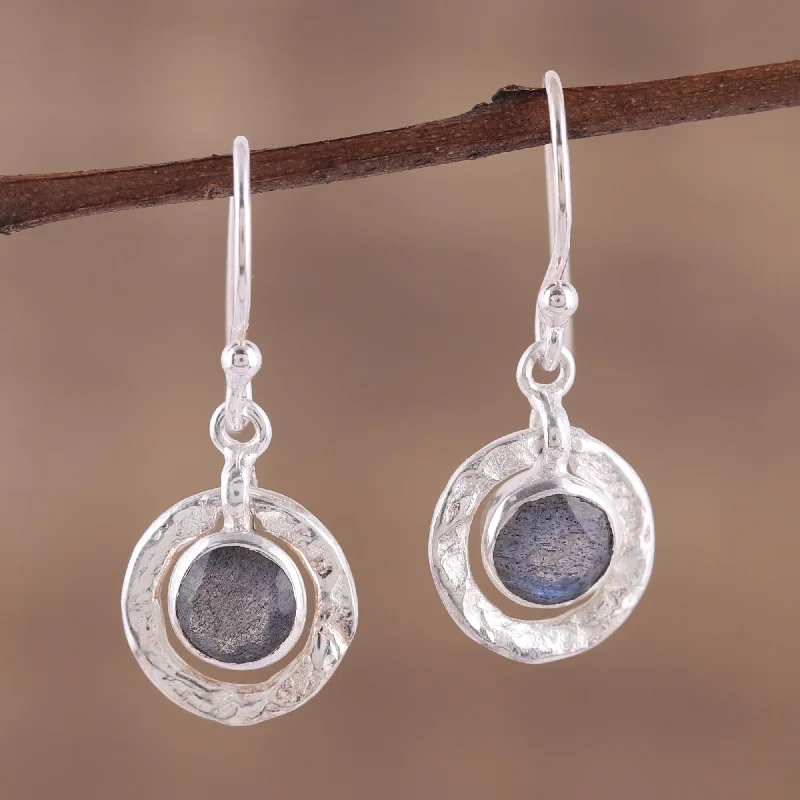 custom name hoop earrings -Dusky Charm Labradorite Silver Dangle Earrings