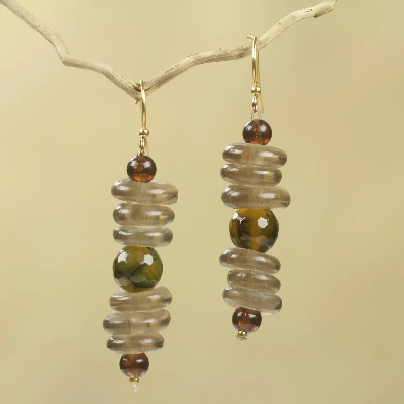 diamond cluster earrings for women -Dzifa Amber African Earrings Crafted by Hand with Recycled Beads