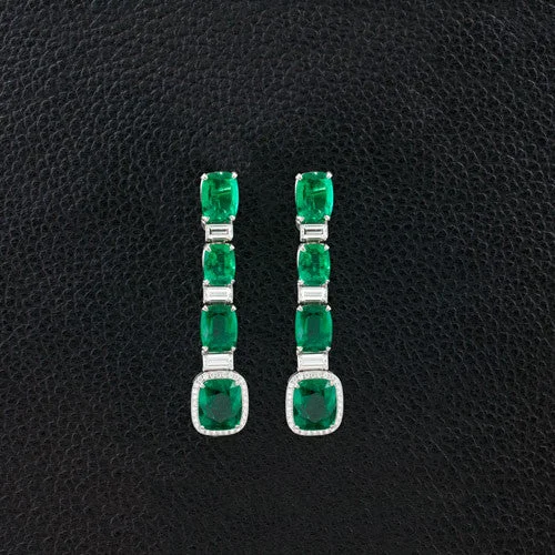 crystal hoop earrings for women -Emerald & Diamond Dangle Earrings