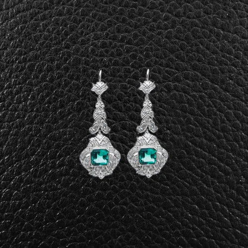 modern statement earrings for women -Emerald & Diamond Dangle Earrings