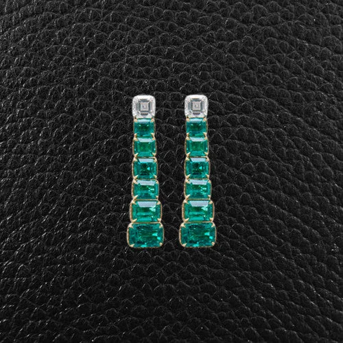 vintage-inspired earrings for women -Emerald & Diamond Dangle Earrings