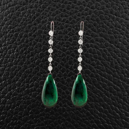 bohemian style earrings for women -Emerald & Diamond Dangle Earrings