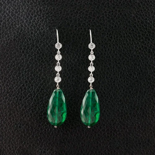 bold geometric earrings for women -Emerald & Diamond Drop Earrings