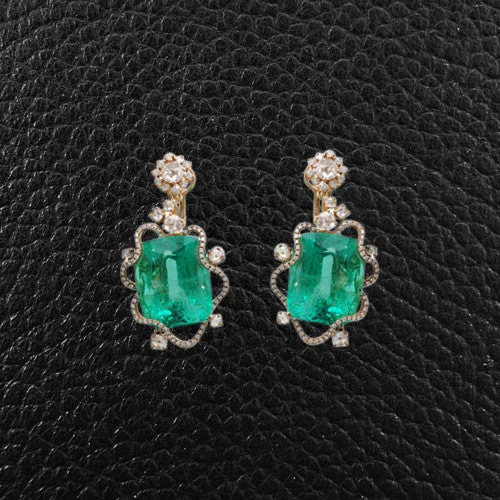 infinity earrings for women -Emerald & Diamond Earrings