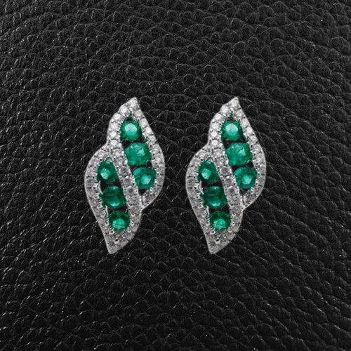 elegant pearl drop earrings -Emerald & Diamond Earrings