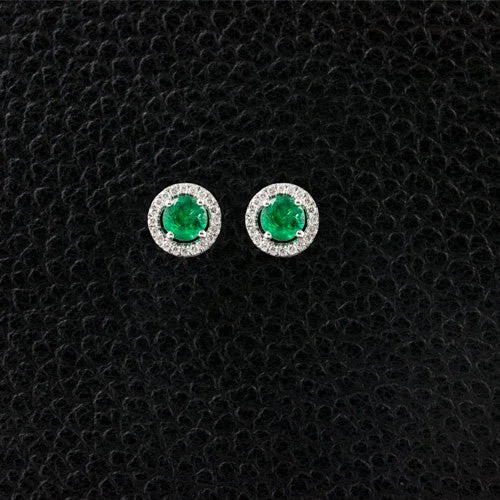 cross earrings for men -Emerald & Diamond Earrings