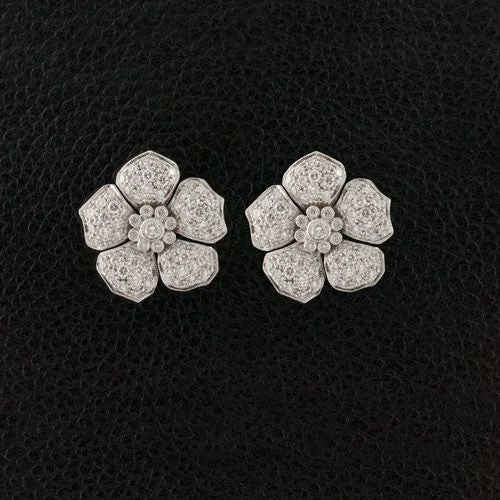 butterfly earrings for girls -Flower Diamond Earrings