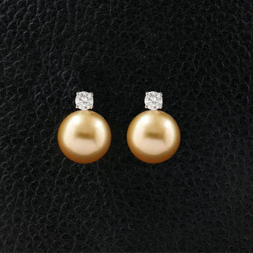 mismatched earrings for trendy style -Golden Pearl & Diamond Earrings