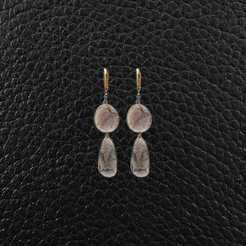 simple silver stud earrings -Labradorite & Diamond Earrings