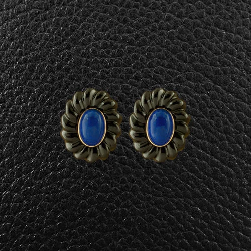 trendy earrings for teens -Lapis & Onyx Estate Earrings