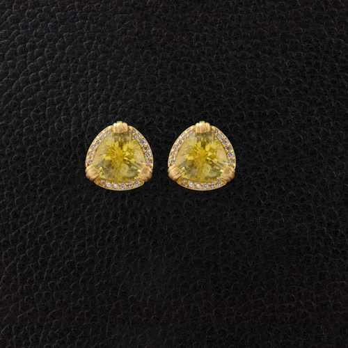 modern statement earrings for women -Lemon Citrine & Diamond Estate Earrings