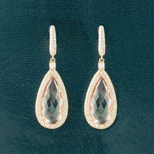 hoop earrings set for layering -Morganite & Diamond Earrings