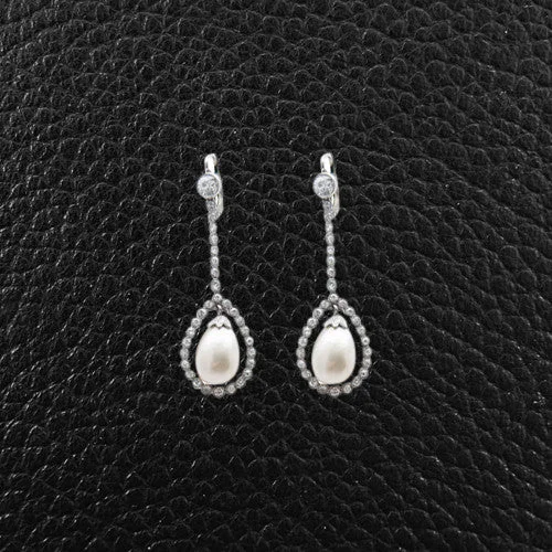 gold tassel earrings for women -Natural Pearl & Diamond Earrings