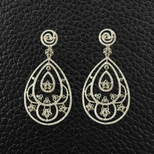 elegant pearl drop earrings -Ornate Diamond Dangle Earrings