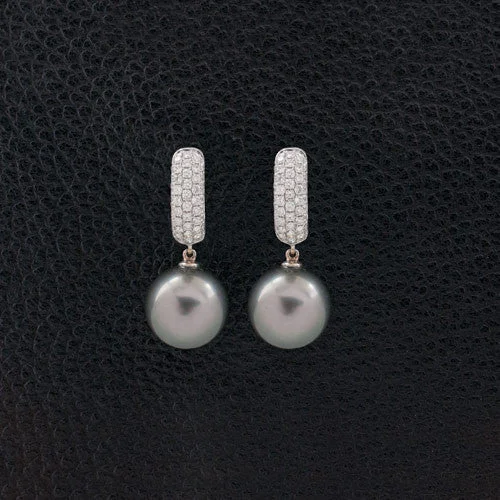 delicate pearl stud earrings -Pearl & Diamond Drop Earrings