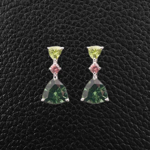 trendy earrings for teens -Peridot, Tourmaline & Zircon Earrings