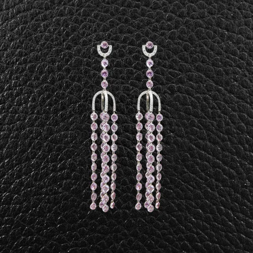 butterfly earrings for girls -Pink Topaz & Diamond Dangle Earrings