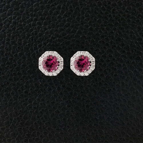 handmade earrings for women -Pink Tourmaline & Diamond Earrings