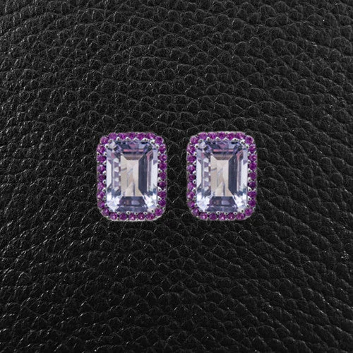 bold statement earrings for women -Rose Amethyst & Pink Sapphire Earrings