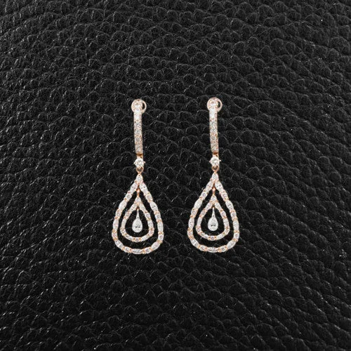 birthstone earrings for moms -Rose Gold & Diamond Dangle Earrings