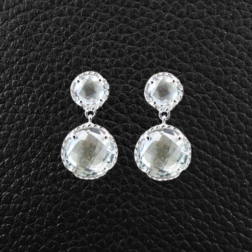 birthstone earrings for moms -Round Green Amethyst Dangle Earrings