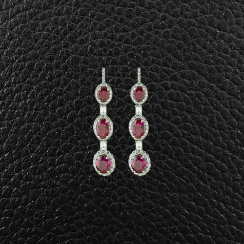 modern statement earrings for women -Ruby & Diamond Dangle Earrings