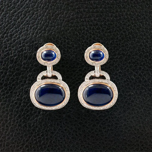 dainty gold stud earrings -Sapphire & Diamond Earrings