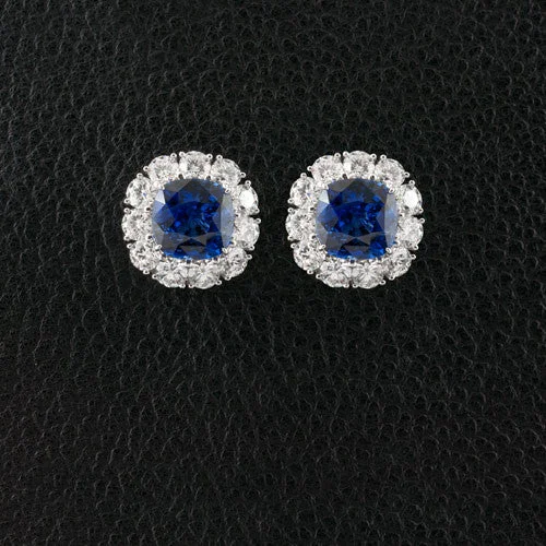 modern geometric earrings for women -Sapphire & Diamond Earrings