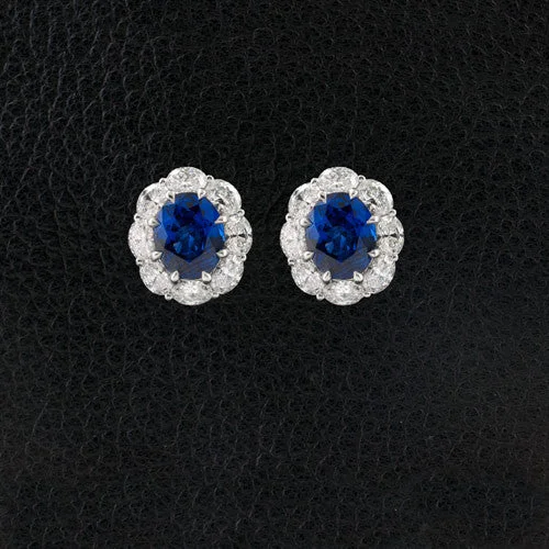 sapphire drop earrings for women -Sapphire & Diamond Earrings