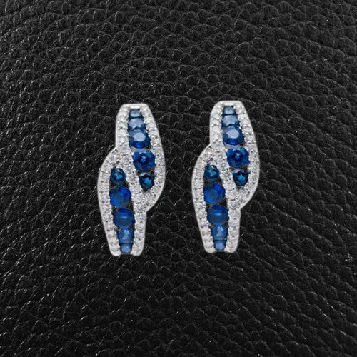 colorful statement earrings for women -Sapphire & Diamond Earrings